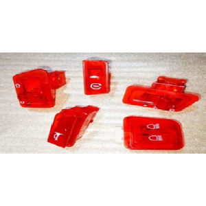 BOTON GY6-125 TRANSPARENTE ROJO JUEGO (5PCS)